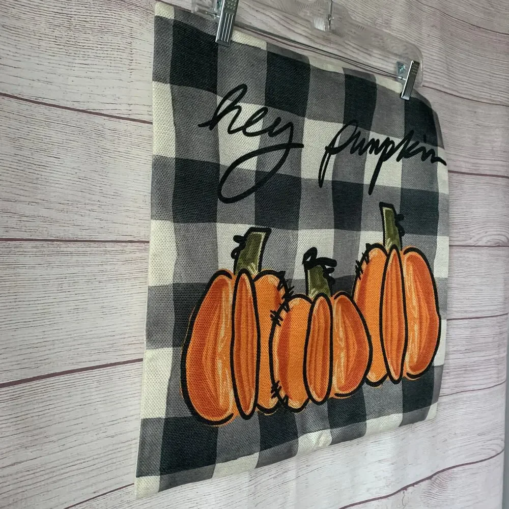 Buffalo Plaid Pumpkin Pillowcase Throw Pillow Cover HEY PUMPKIN